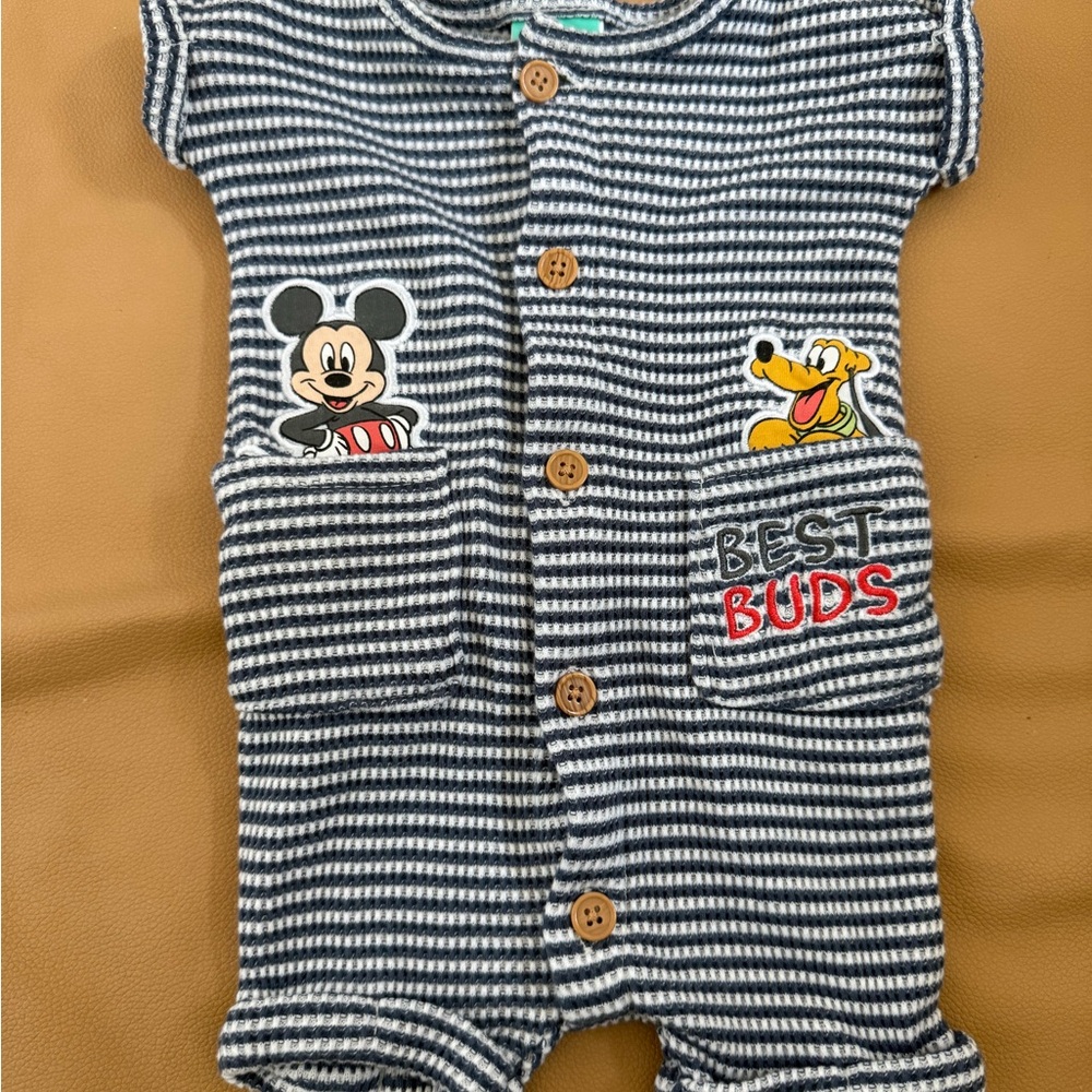 Disney Baby Newborn Striped One Piece - Blue/White